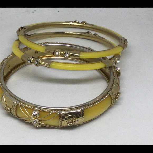 Vintage Indian Wedding Bangle Bracelets Rhinestones Gold Tone Framed Lot - Picture 1 of 11